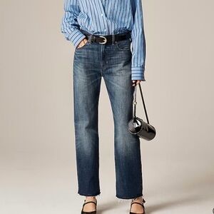 J. Crew Straight-Leg Jeans in Washed Dark Blue